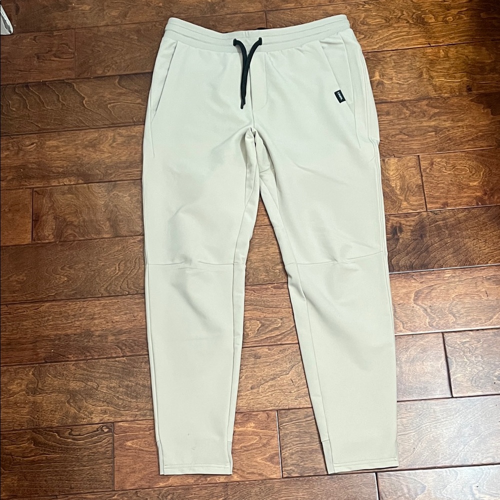 Men's UNRL Light Beige Joggers with Black Drawstring
